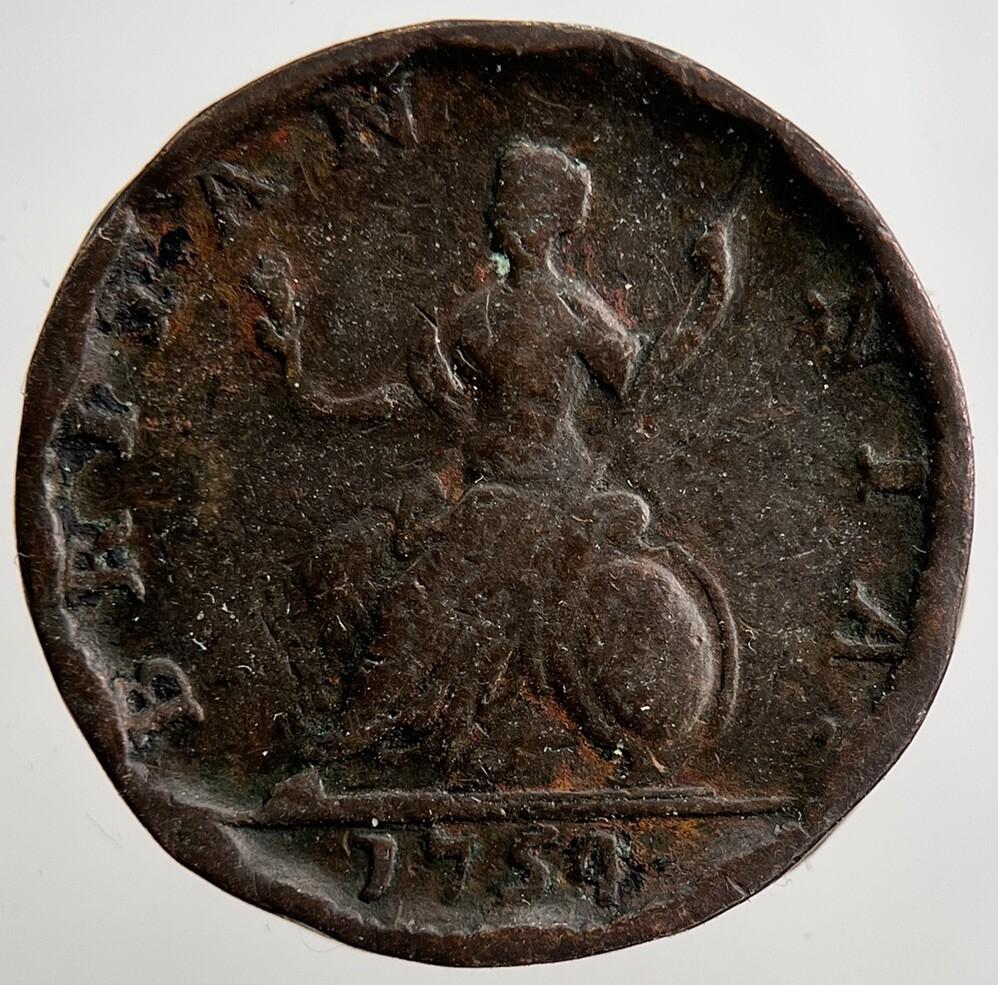 1754 George 2nd II Farthing Coin | Collectable Grade | a2441