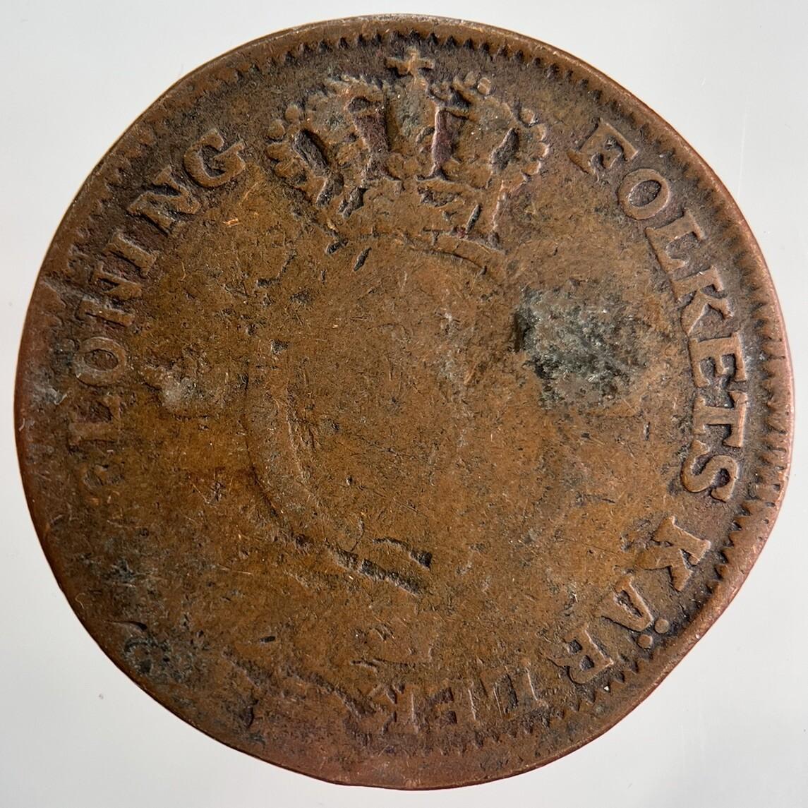 1821 Sweden 1/2 Half Skilling Coin | Fair Grade | a2211