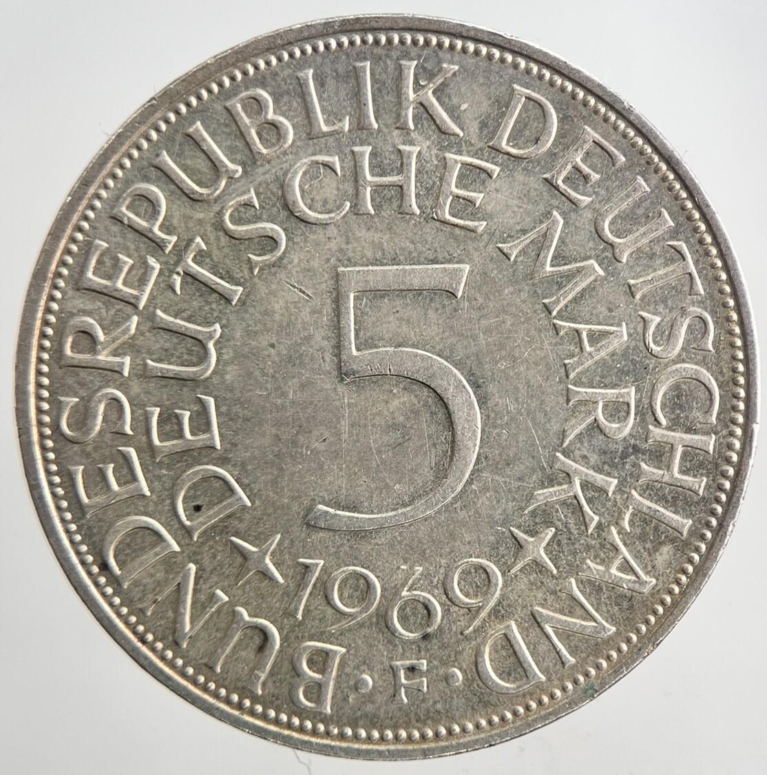 1969 Germany 5 Mark Silver Coin | Very High Grade | a6468