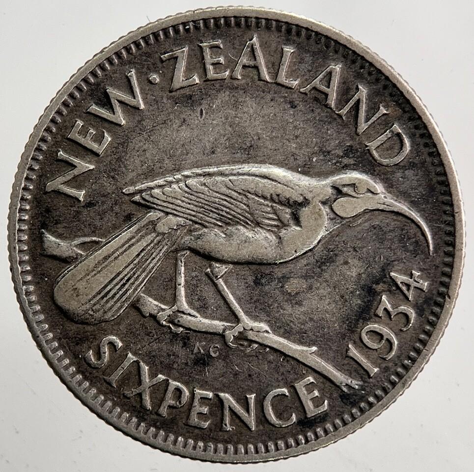 1934 New Zealand Sixpence Silver Coin | Fine Collectable Grade | a5429