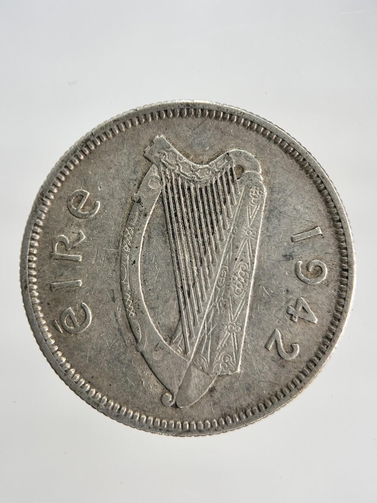 1942 Irish Bull 1 One Shilling Silver Coin | Fine Collectable Grade | a1858