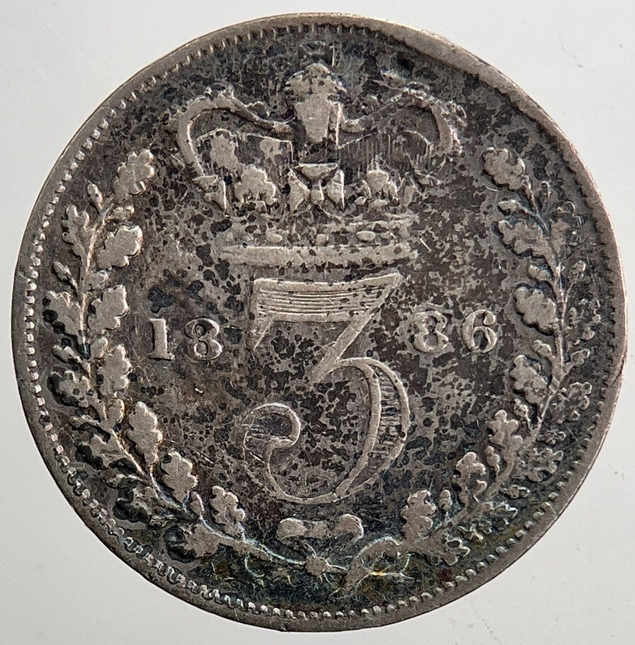 1886 Victoria Threepence Silver Coin | Fine Collectable Grade | a5427