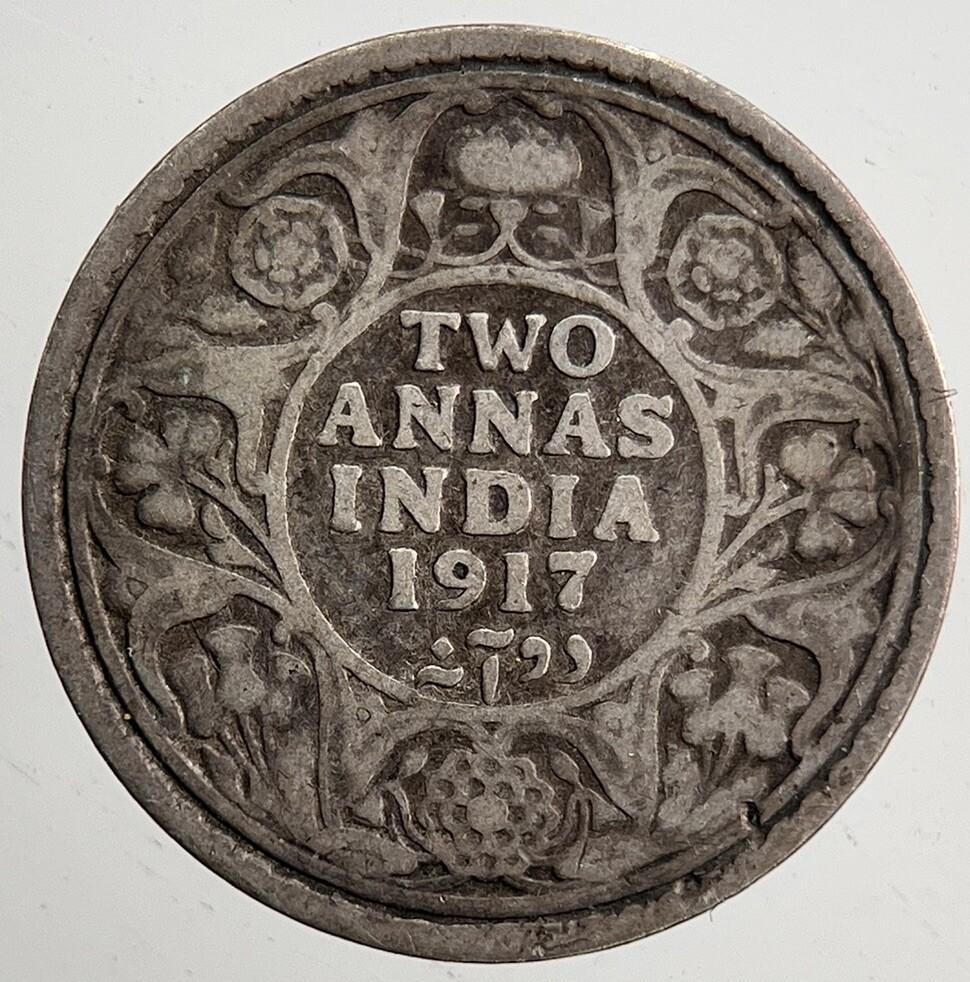 1917 India 2 Two Anna Silver Coin | Collectable Grade | a5430