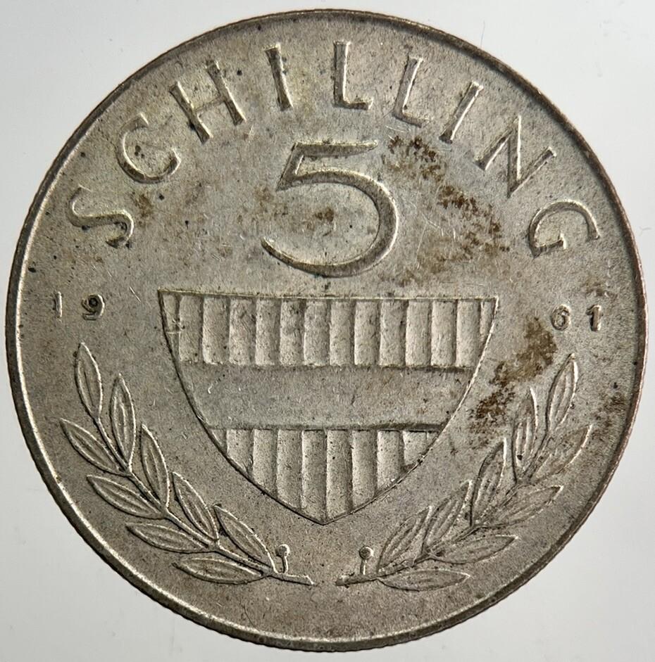 1961 Austria 5 Schilling Shilling Silver Coin | Very High Grade | a5498
