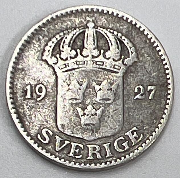 1927-W Sweden 25 Ore Silver Coin | Collectable Grade | a551