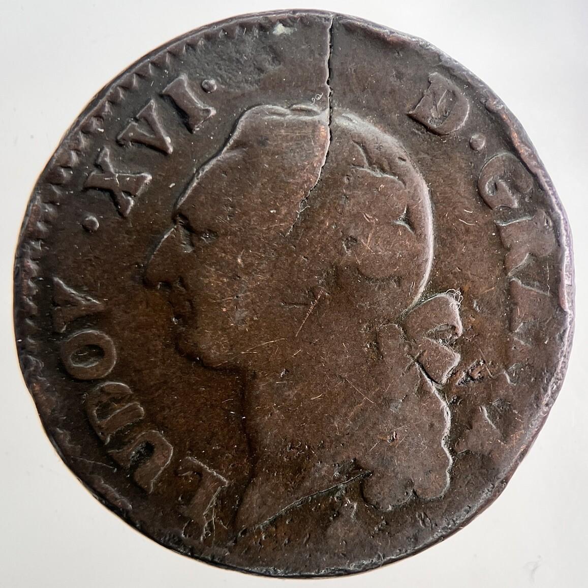 1784 Louis XVI France 1 Sol Coin | Fine Collectable Grade | a6476