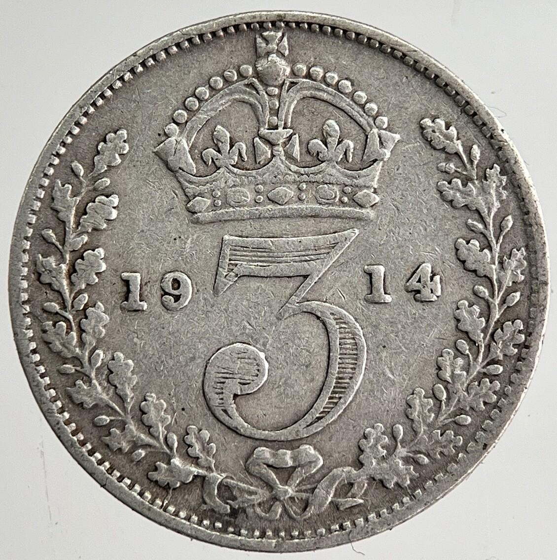 1914 George V Threepence Silver Coin | Fine Collectable Grade | a8443