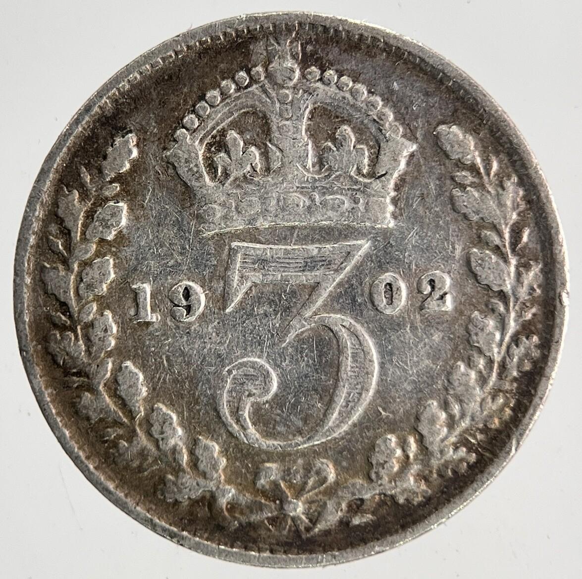 1902 Edward VII Threepence Silver Coin | Fine Collectable Grade | a6875