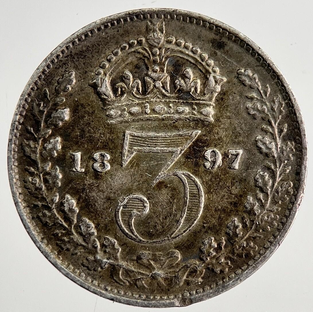 1897 Victoria Threepence Silver Coin | Very High Grade | a8488