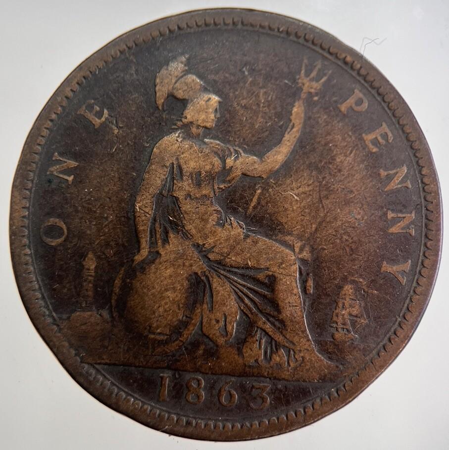 1863 Victoria One Penny Coin | Collectable Grade | a8999