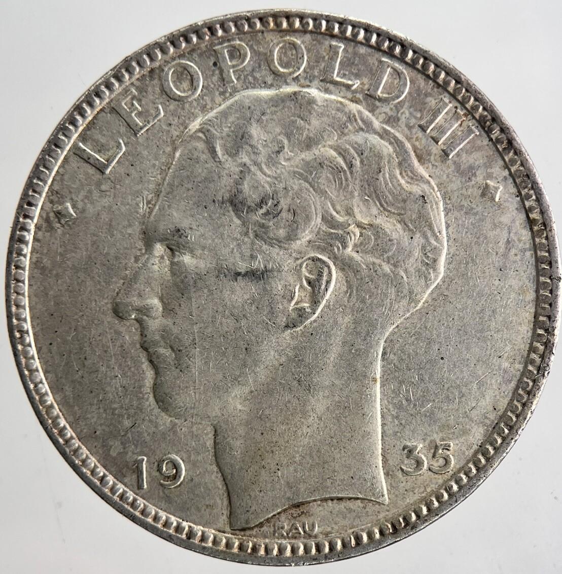 1935 Belgium 20 Francs Silver Coin | Fine Collectable Grade | a6884