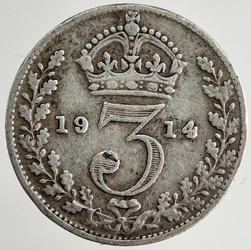 1914 George V Threepence Silver Coin | Fine Collectable Grade | a8444