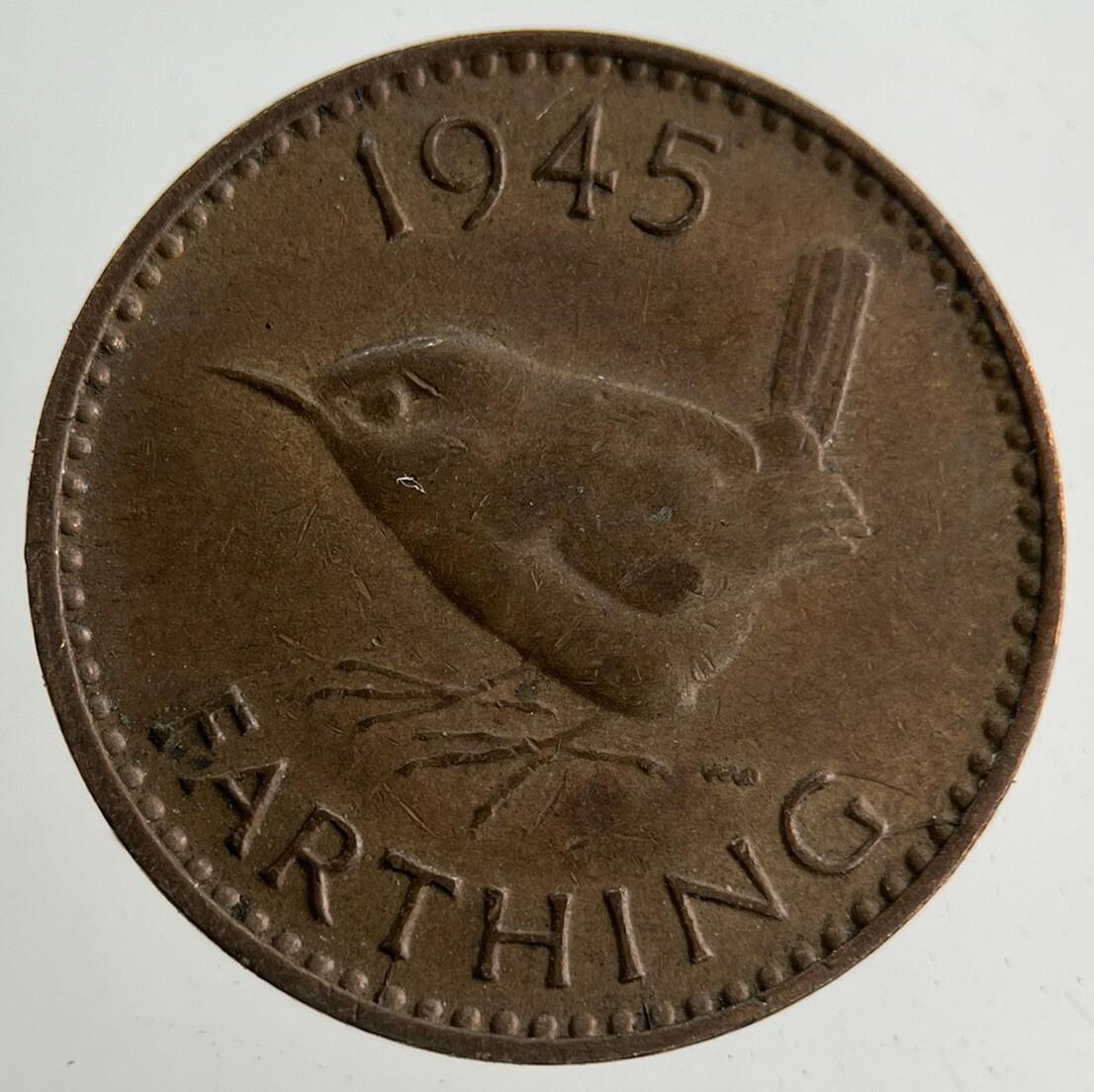 1945 George VI Wren Farthing Coin | Very High Grade