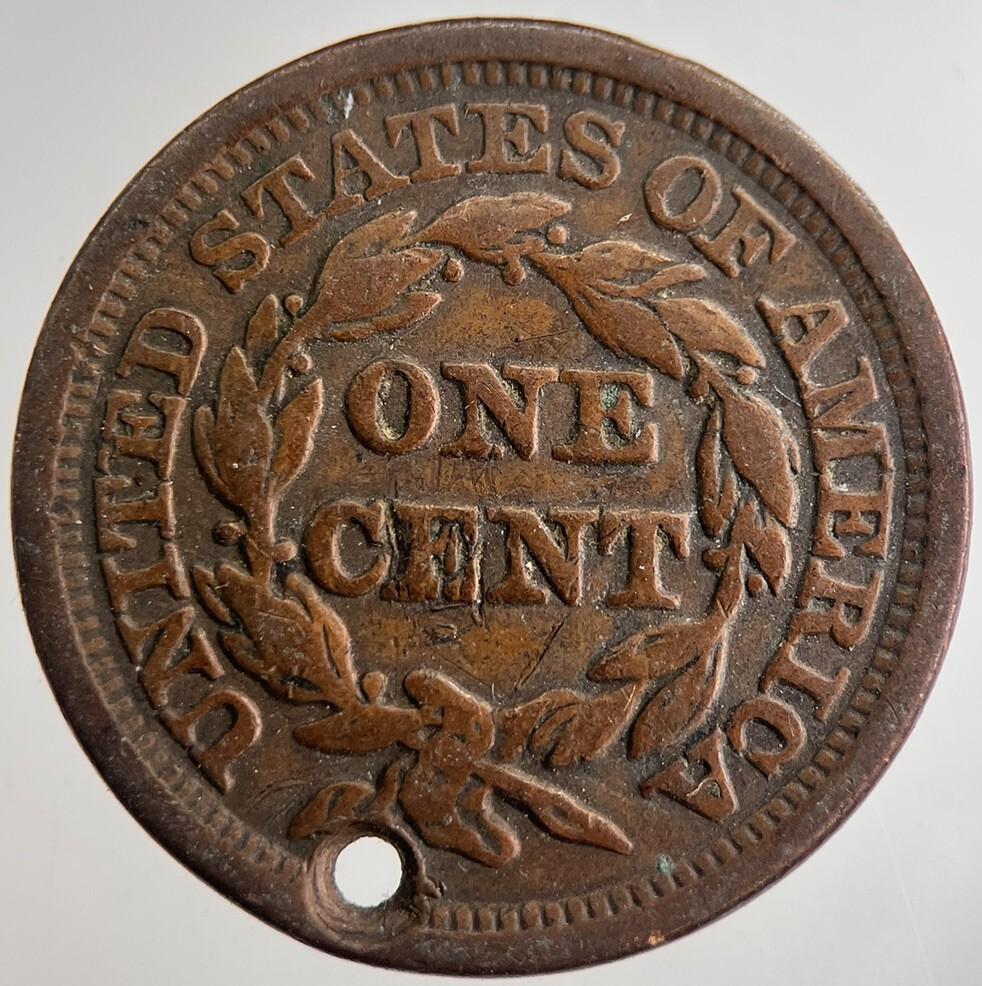 1848 US USA Large 1 One Cent Coin | Fine Collectable Grade | a8972