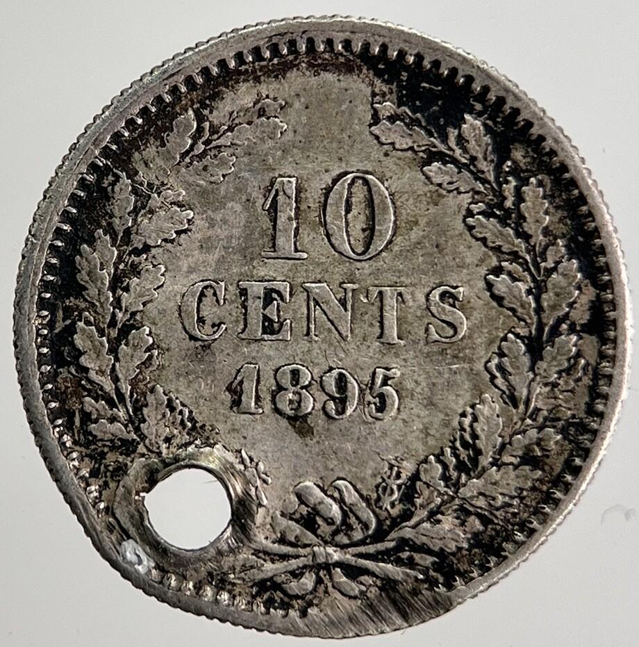 1895 Netherlands 10 Cents Silver Coin | Fine Collectable Grade | a8403