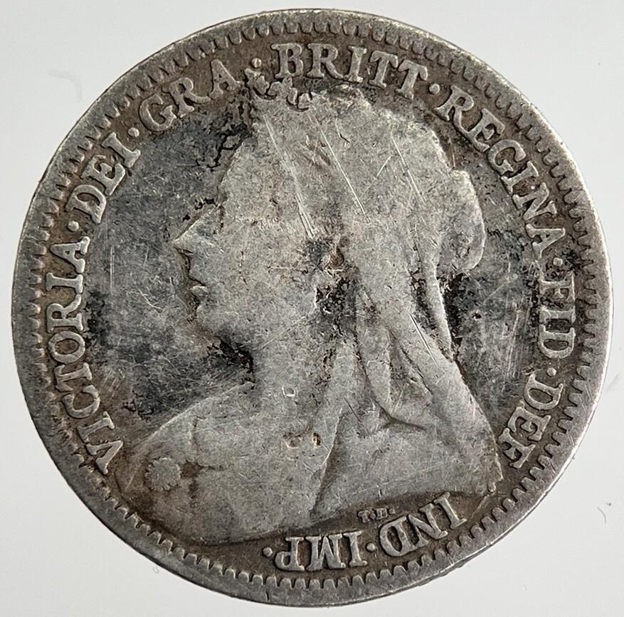 1900 Victoria Threepence Silver Coin | Fine Collectable Grade | a8499