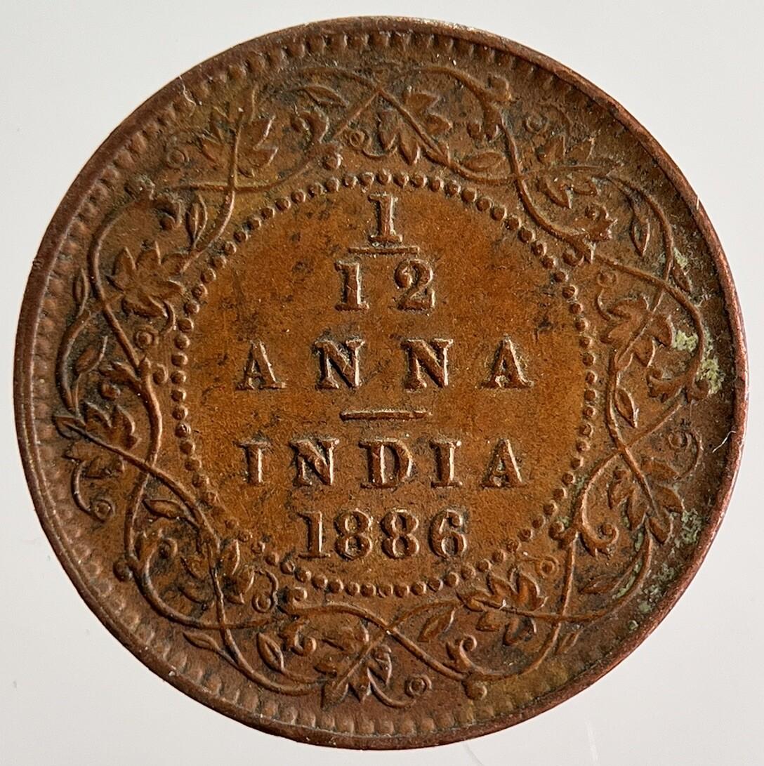 1886 India 1/12 Anna Coin | Very High Grade | a812
