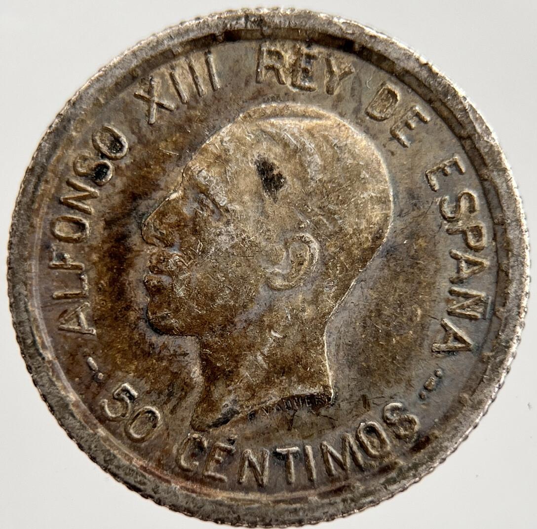 1926 Spain 50 Centimos Coin | Fine Collectable Grade