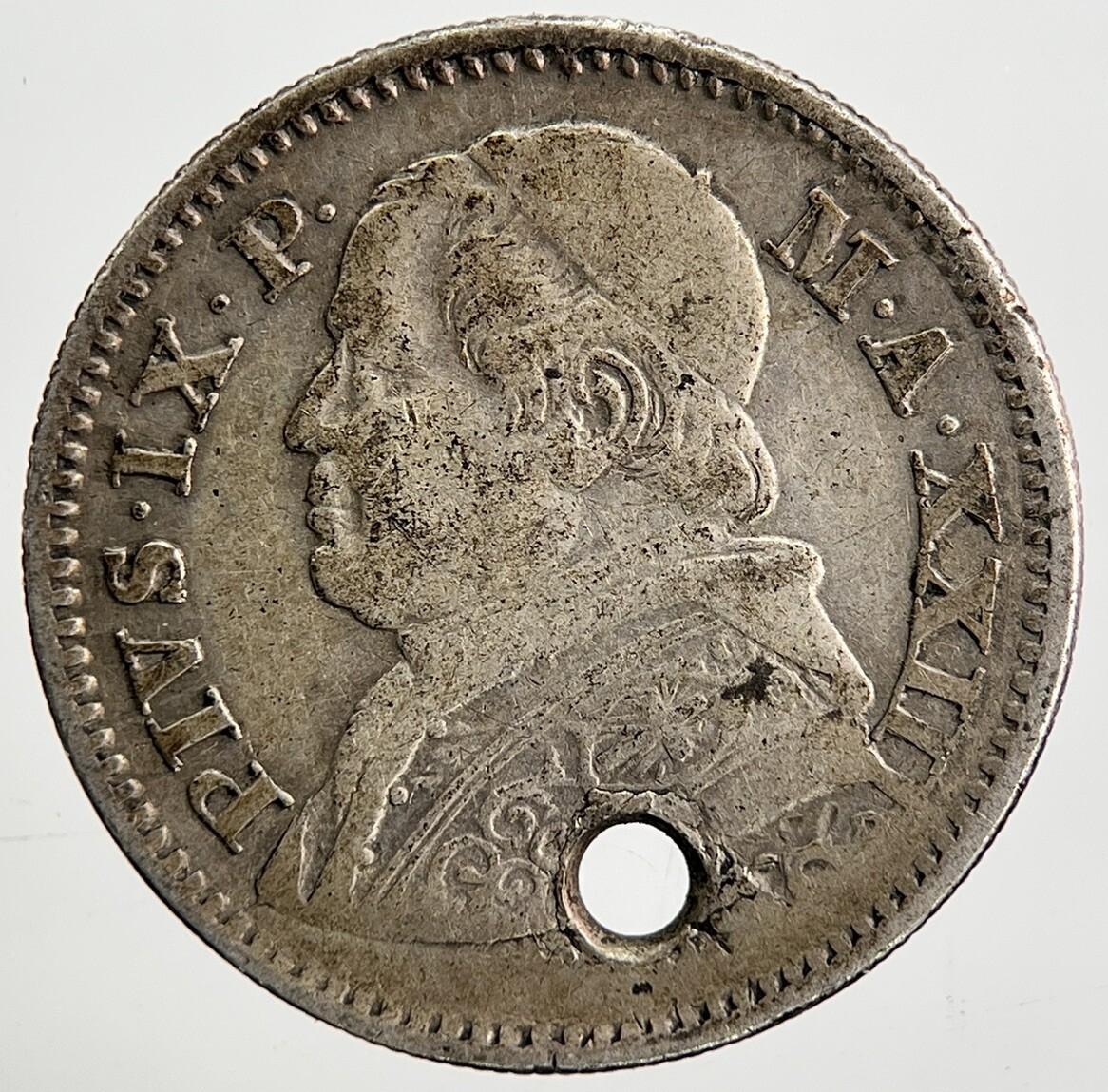 1868 Italy 10 Soldi Papal State Silver Coin | Collectable Grade