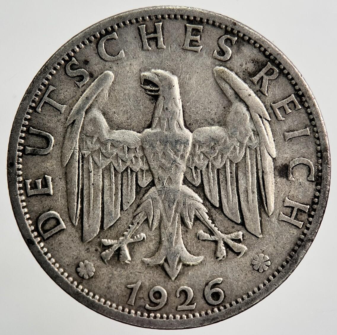 1926-J Germany 2 Mark Silver Coin | Fine Collectable Grade