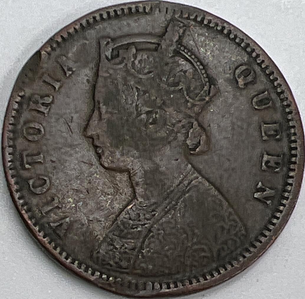 1876 India 1/4 One Quarter Anna Coin | Fair Grade