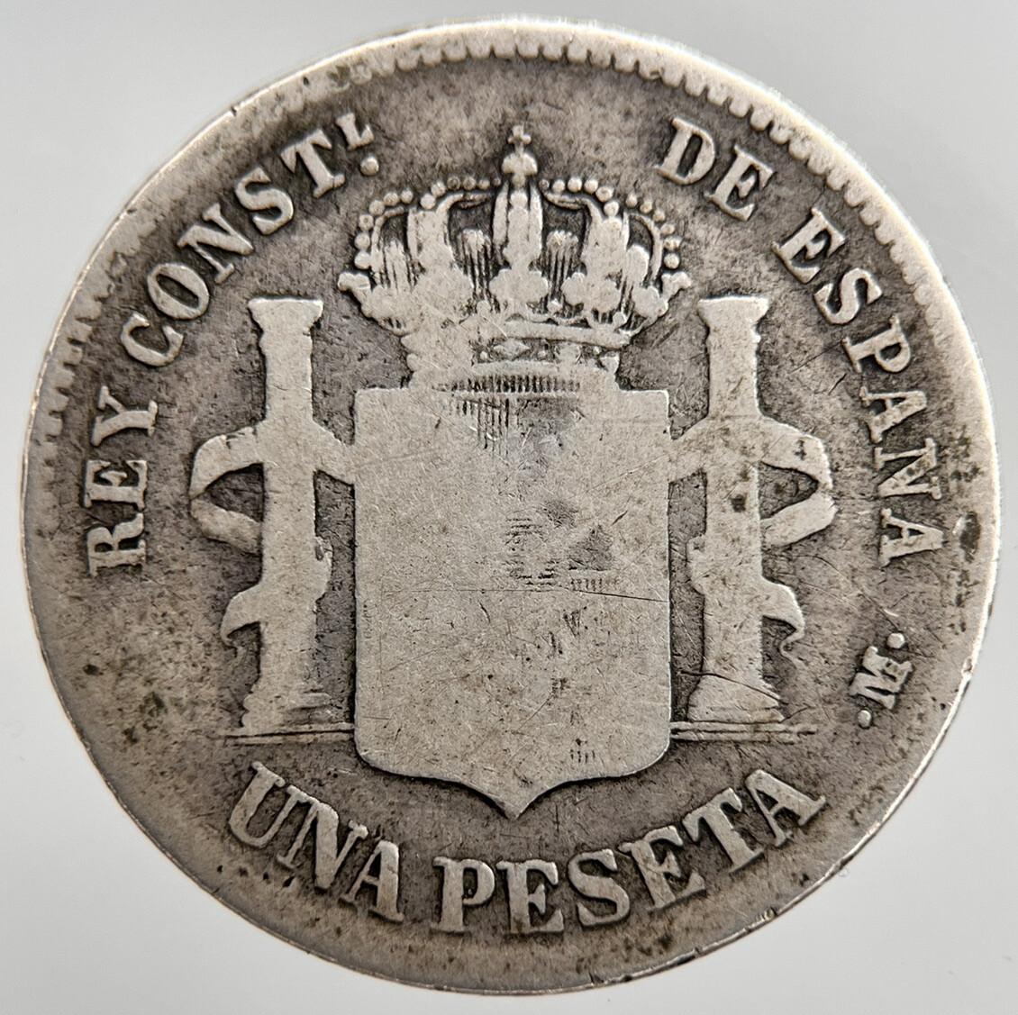 1891 Spain 1 Una Peseta Silver Coin | Collectable Grade