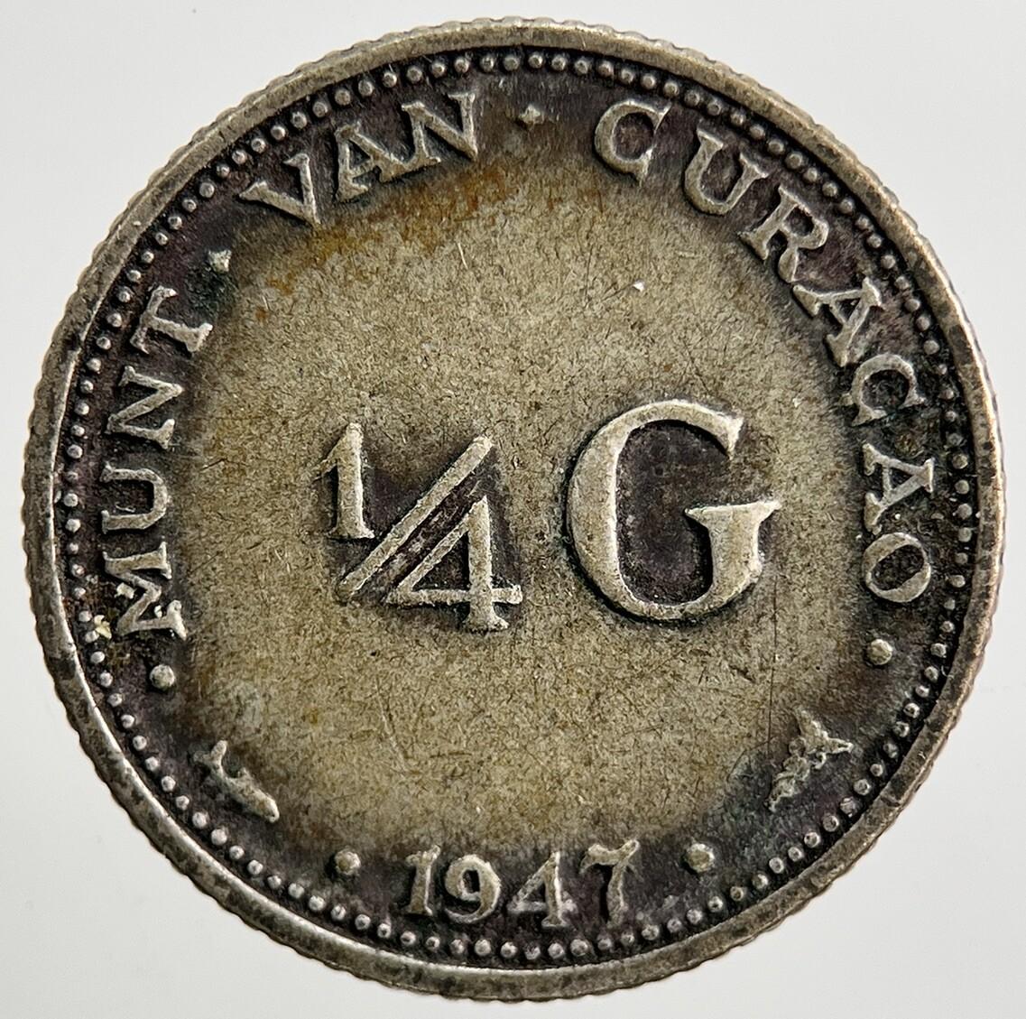 1947 Netherlands 1/4 Quarter Gulden Silver Coin | Fine Collectable Grade