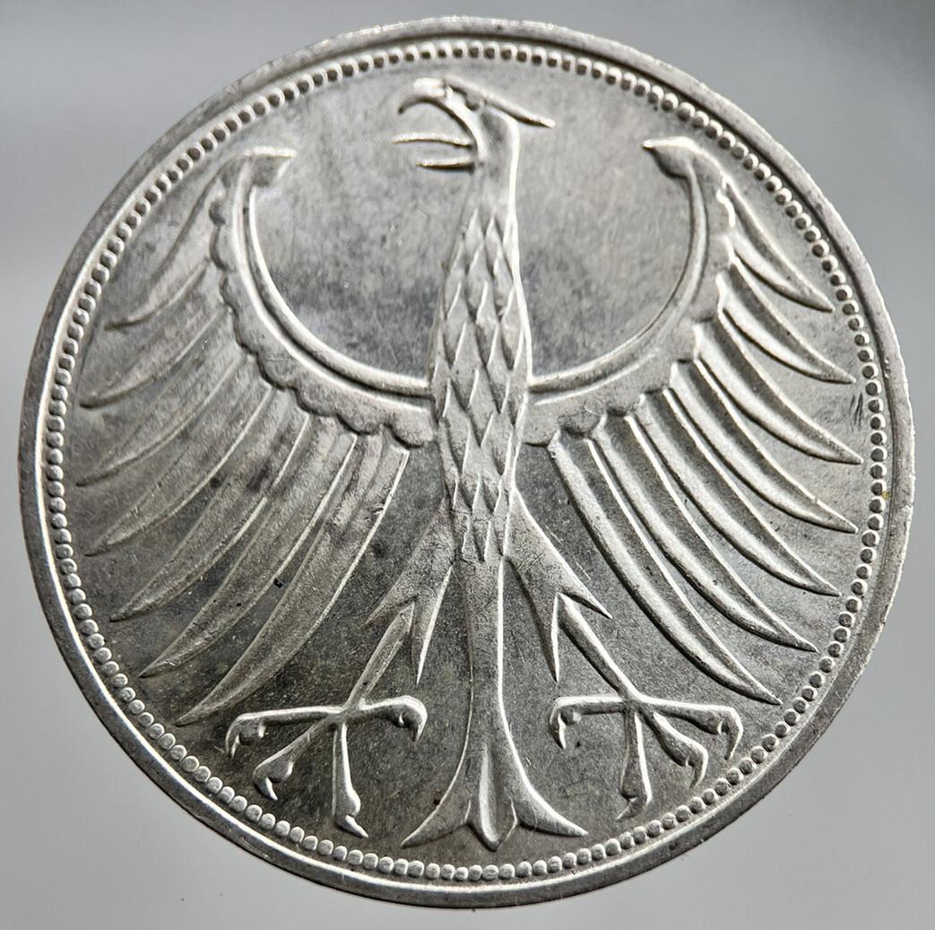 1966-G Germany 5 Mark Silver Coin | Very High Grade