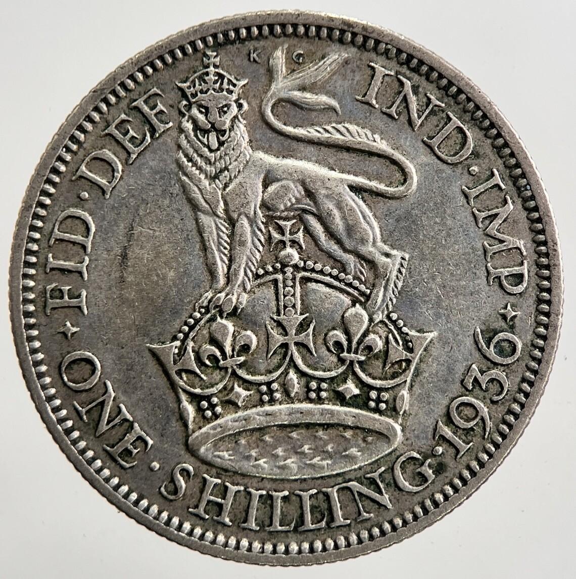 1936 George V Shilling British Silver Coin | Fine Collectable Grade