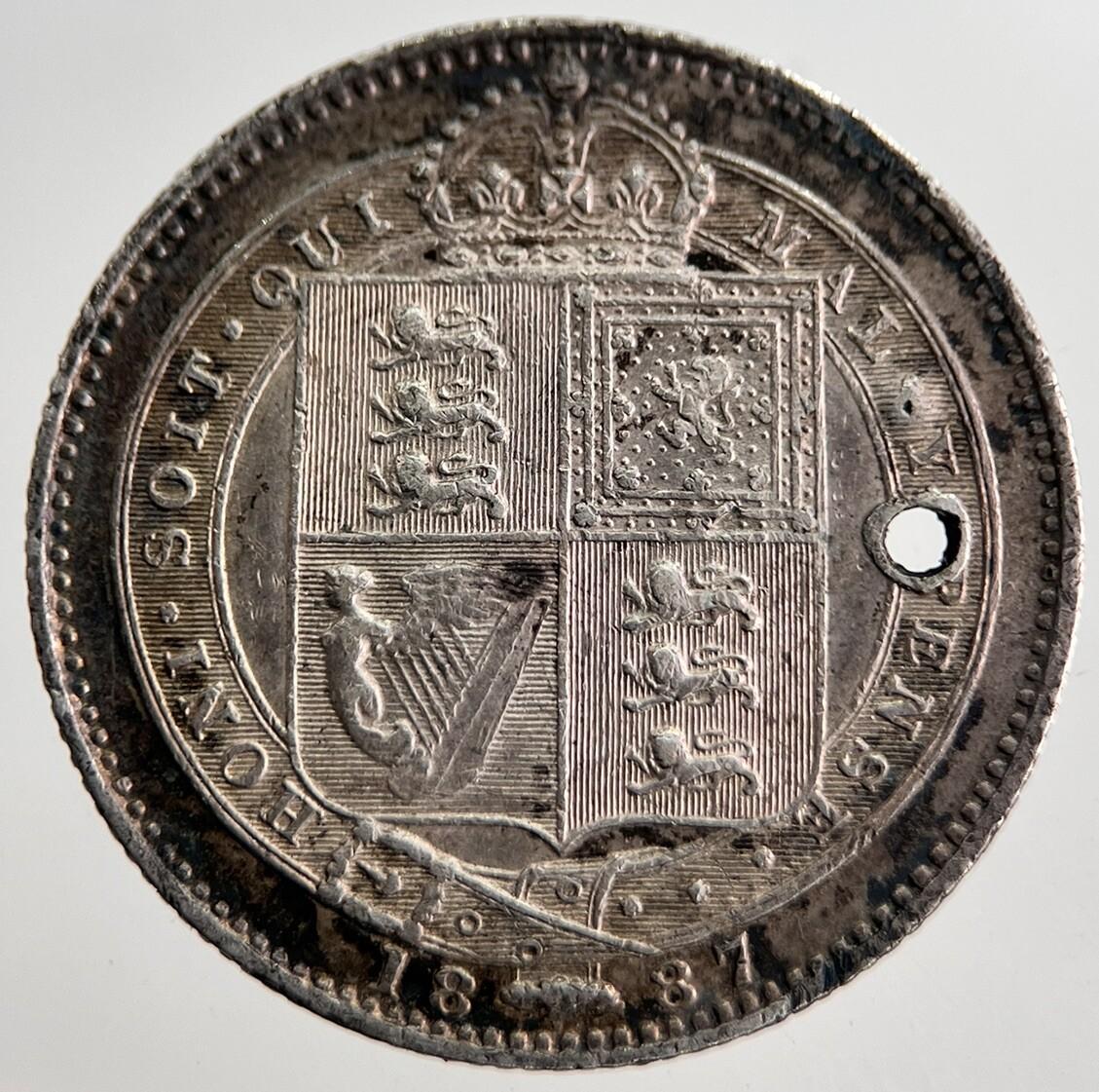 1887 Victoria Shilling Silver Coin | Very High Grade | a8663