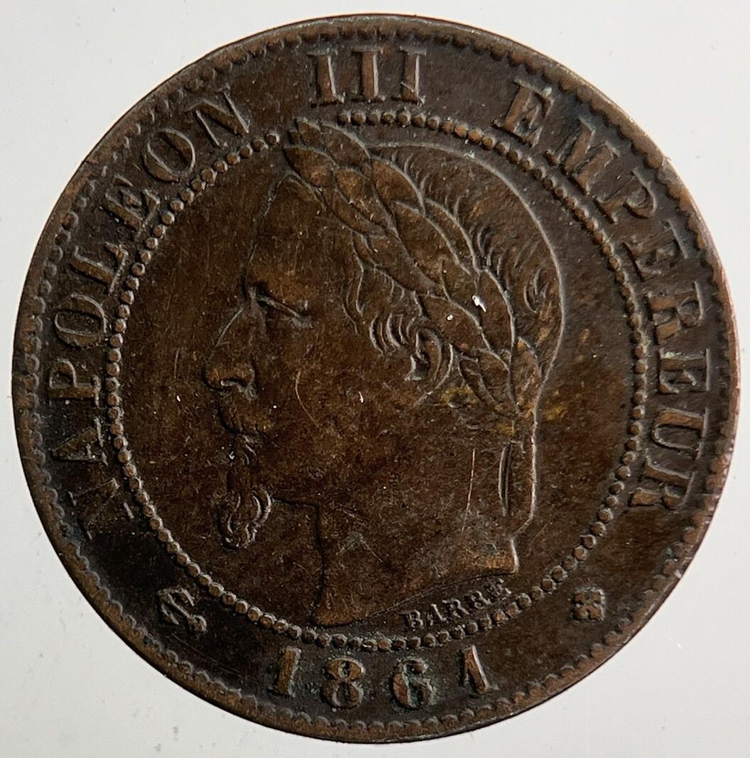 1861 France 1 Cent Centime Coin | Very High Grade | a9225