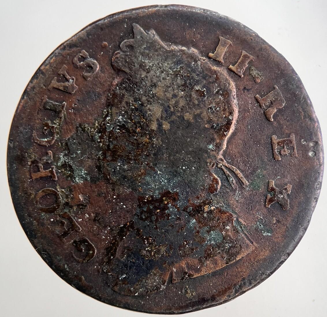 1739 George 2nd II Half-Penny British Coin | Collectable Grade | a9051