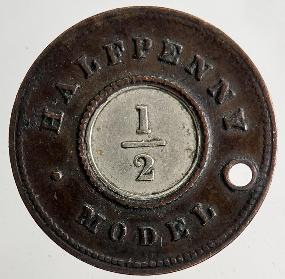 1800’s Victoria Half-Penny Model Coin Token | Fine Collectable Grade | a9146