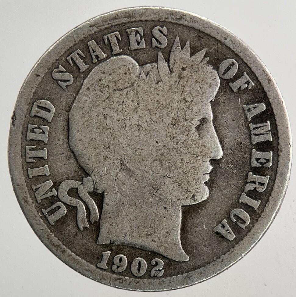 1902 US USA Barber One Dime Silver Coin | Collectable Grade | a9379