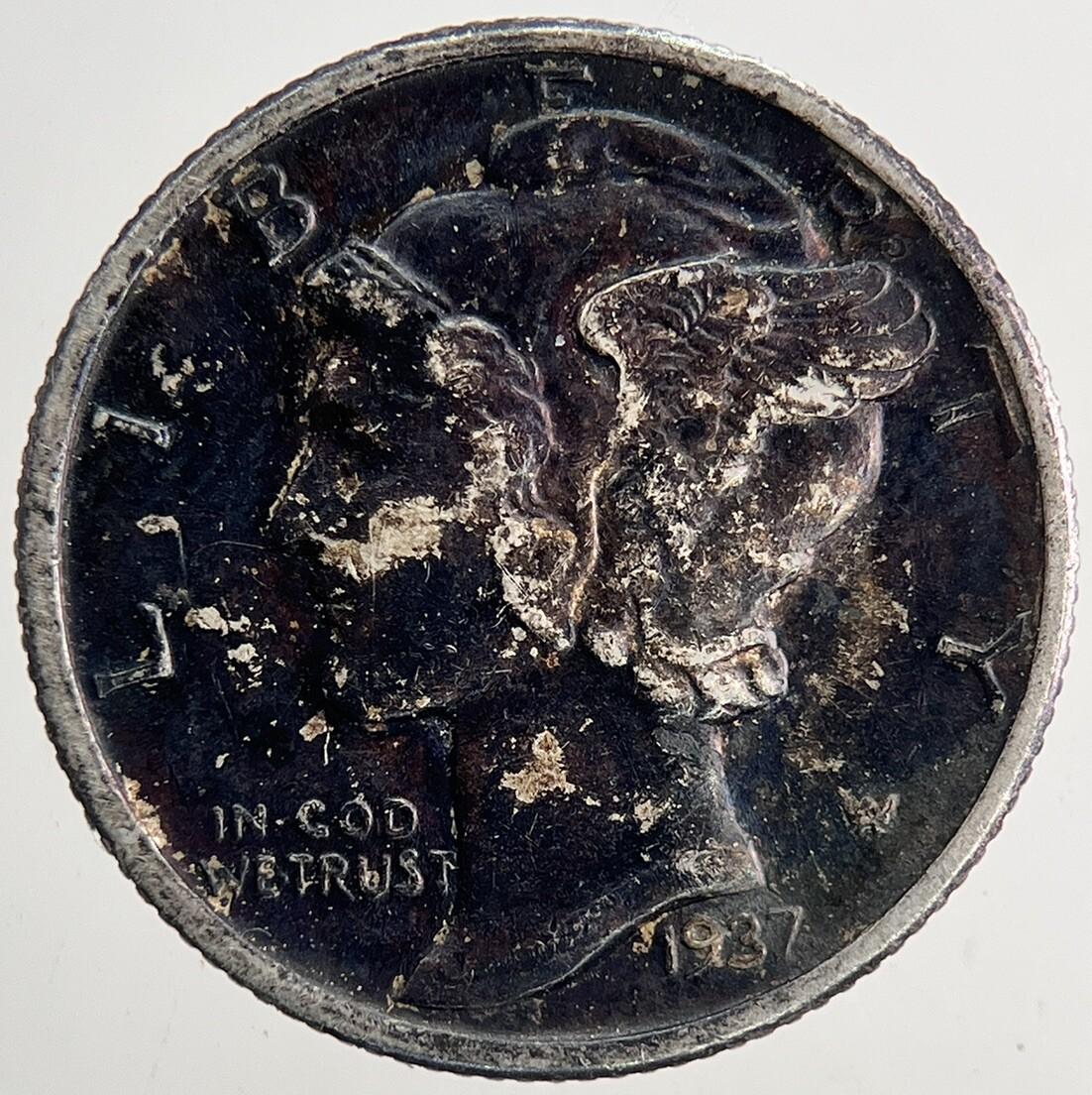 1937 US USA Mercury Dime Silver Coin | Very High Grade | a9335