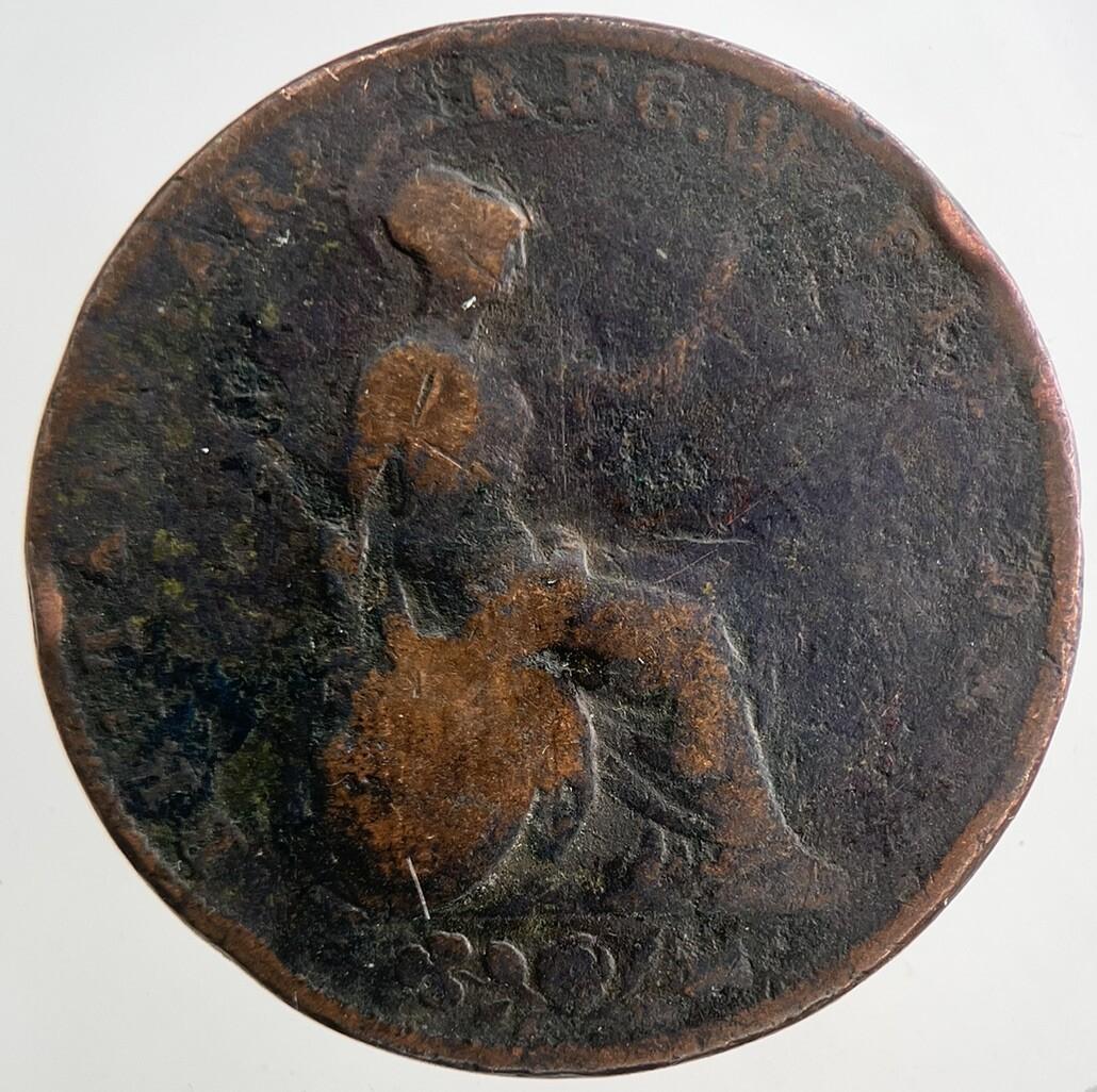 1844 Victoria Half-Penny Coin | Fair Grade | a9308