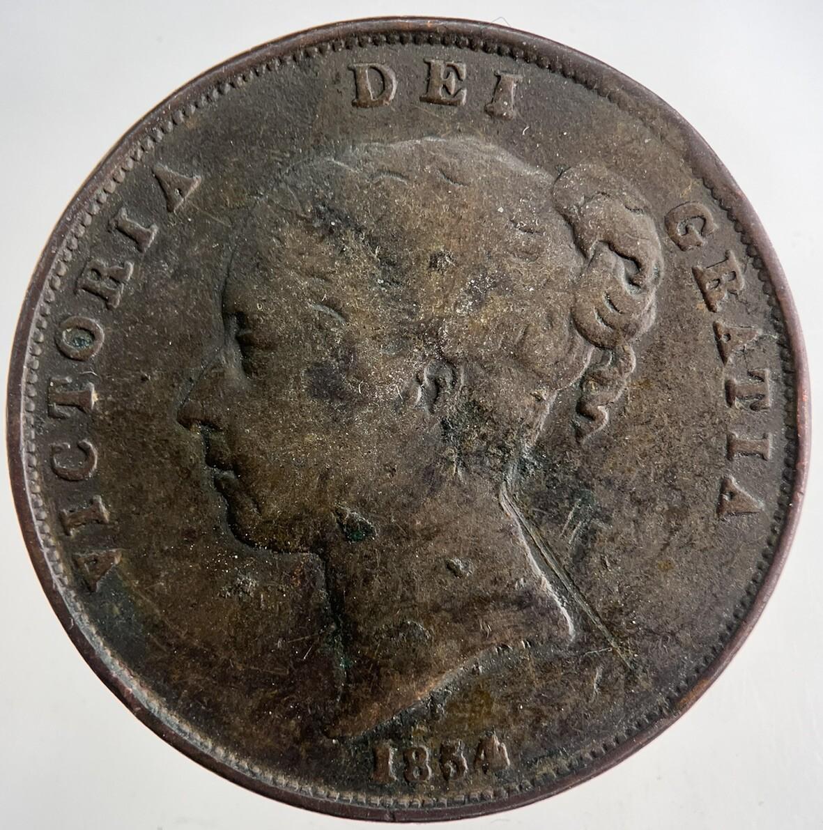 1854 Victoria One Penny Coin | Fine Collectable Grade | a9181