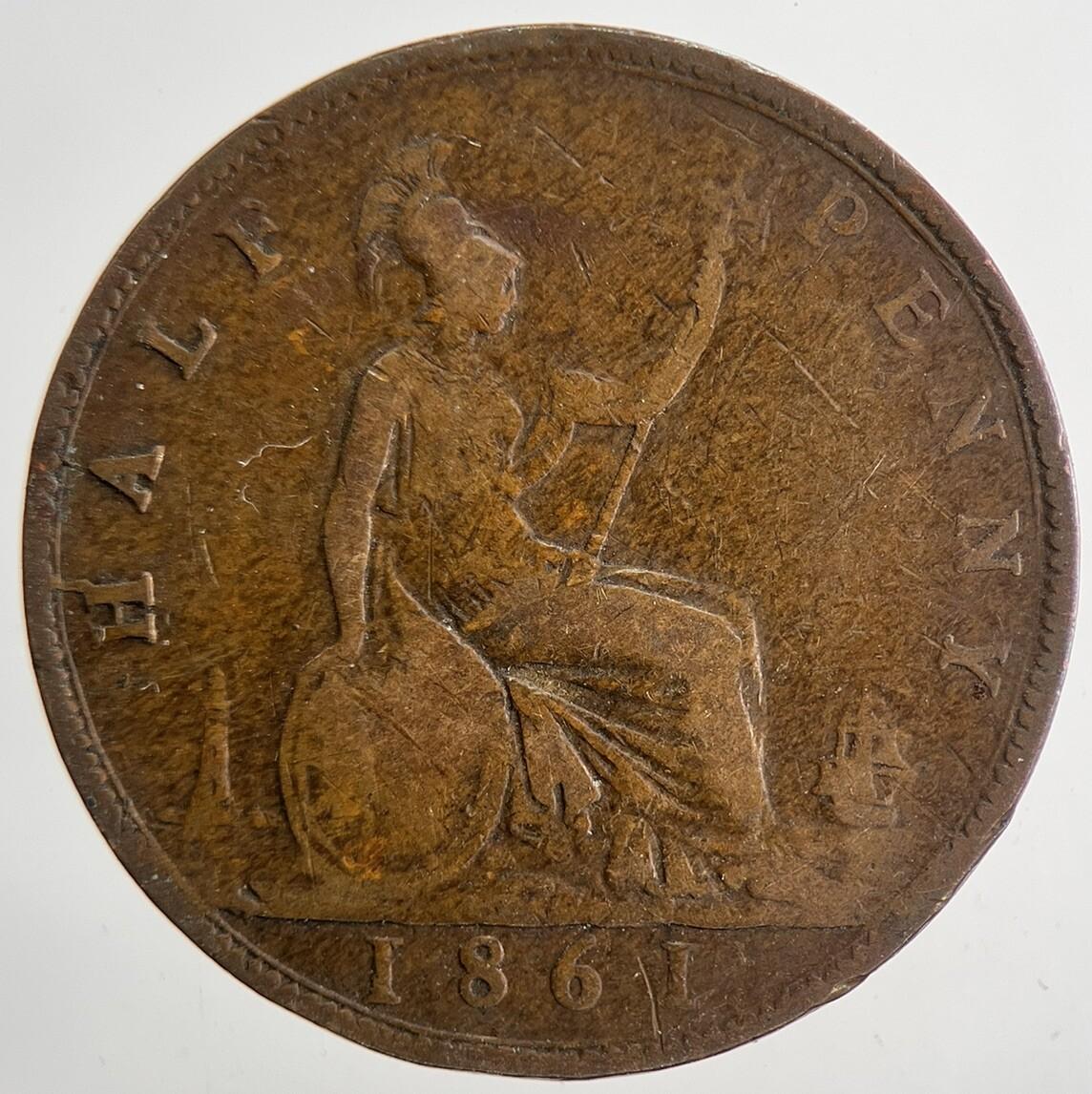 1861 Victoria Half-Penny Coin | Collectable Grade | a9408