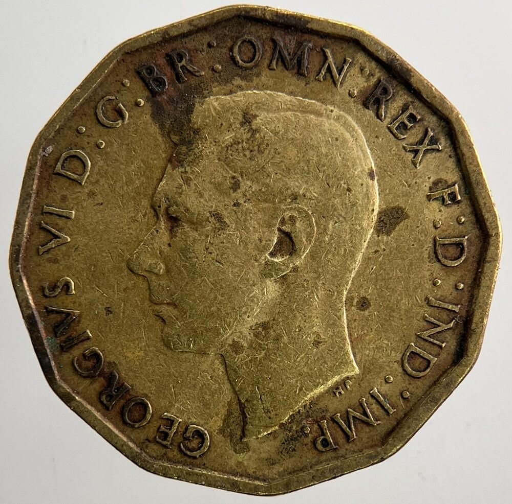 1945 British Brass Threepence Coin | Fine Collectable Grade | a9367