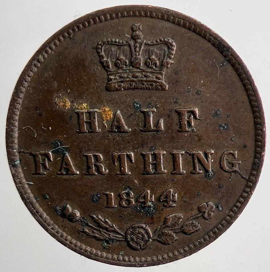 1844 Victoria Half Farthing Coin | Very Fine Grade | a9289