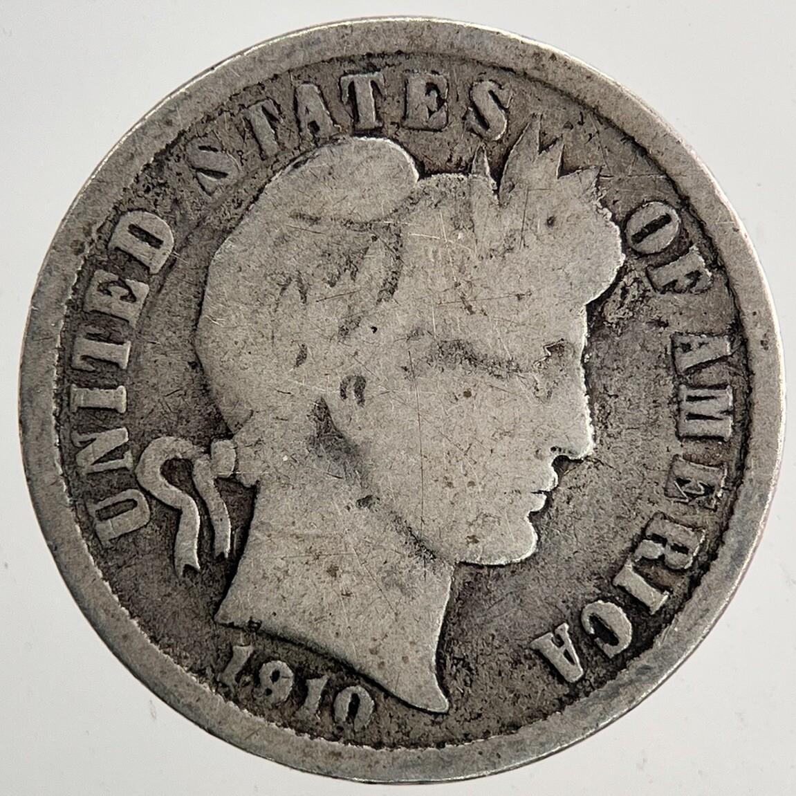 1910 US USA Barber One Dime Silver Coin | Collectable Grade | a9378