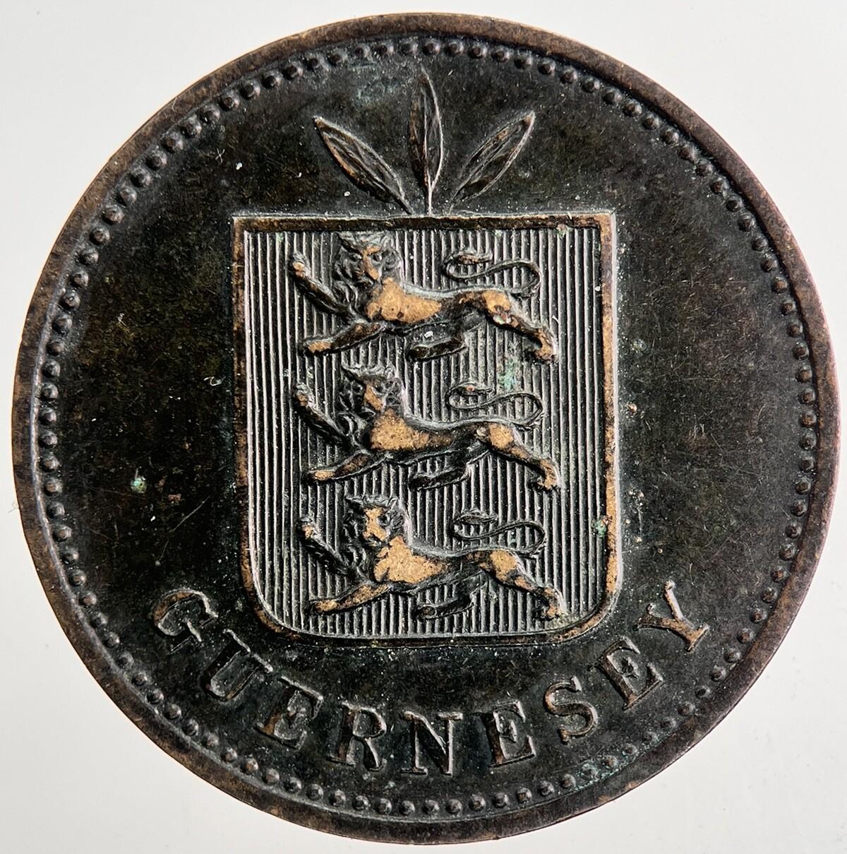 1885 Guernsey 4 Doubles Coin | Fine Collectable Grade | a9427