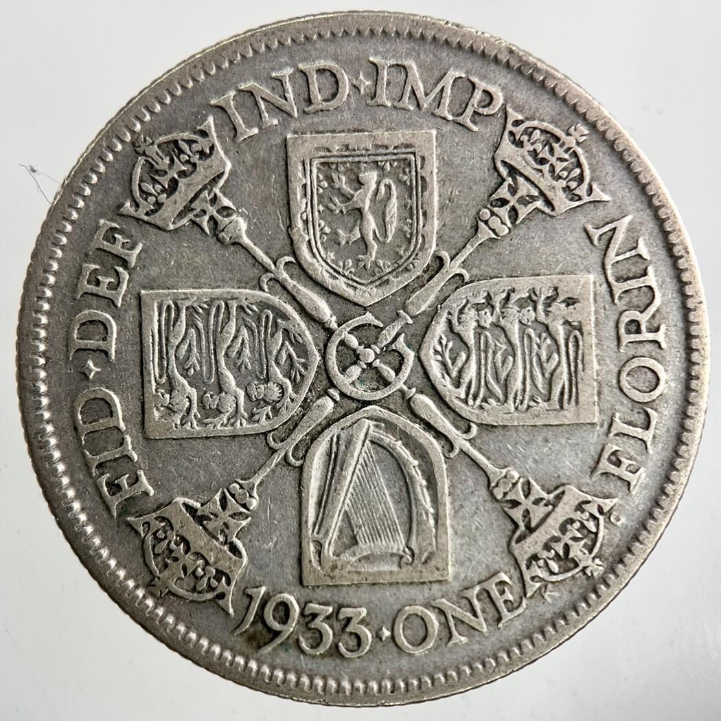 1933 George V Silver Florin Coin | Fine Collectable Grade