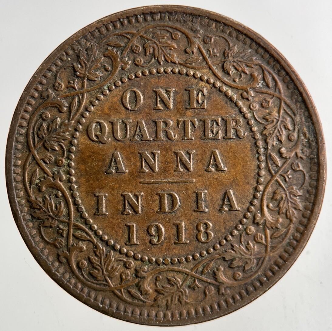 1918 India 1/4 Quarter Anna Coin | Very High Grade