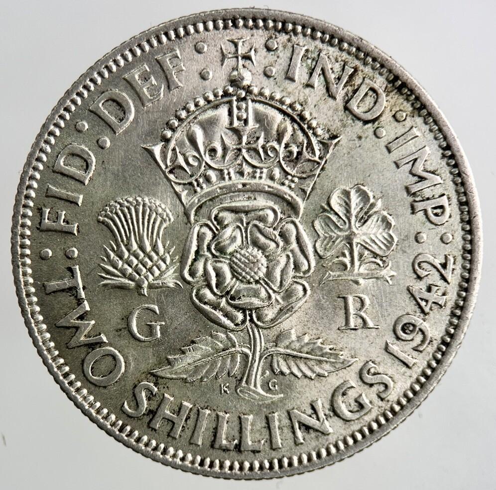 1942 George VI Florin Silver Coin | Very High Grade