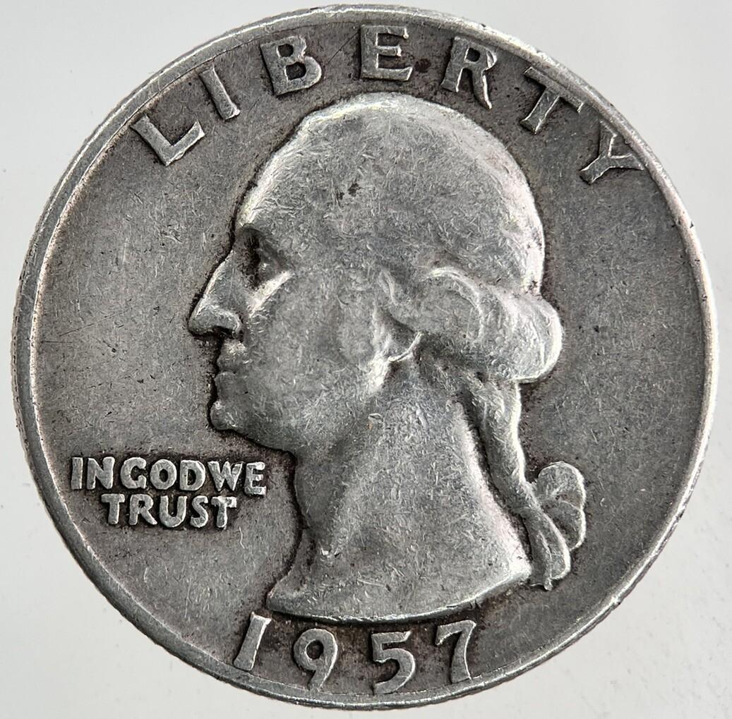 1957-D US USA Quarter Dollar Silver Coin | Fine Collectable Grade