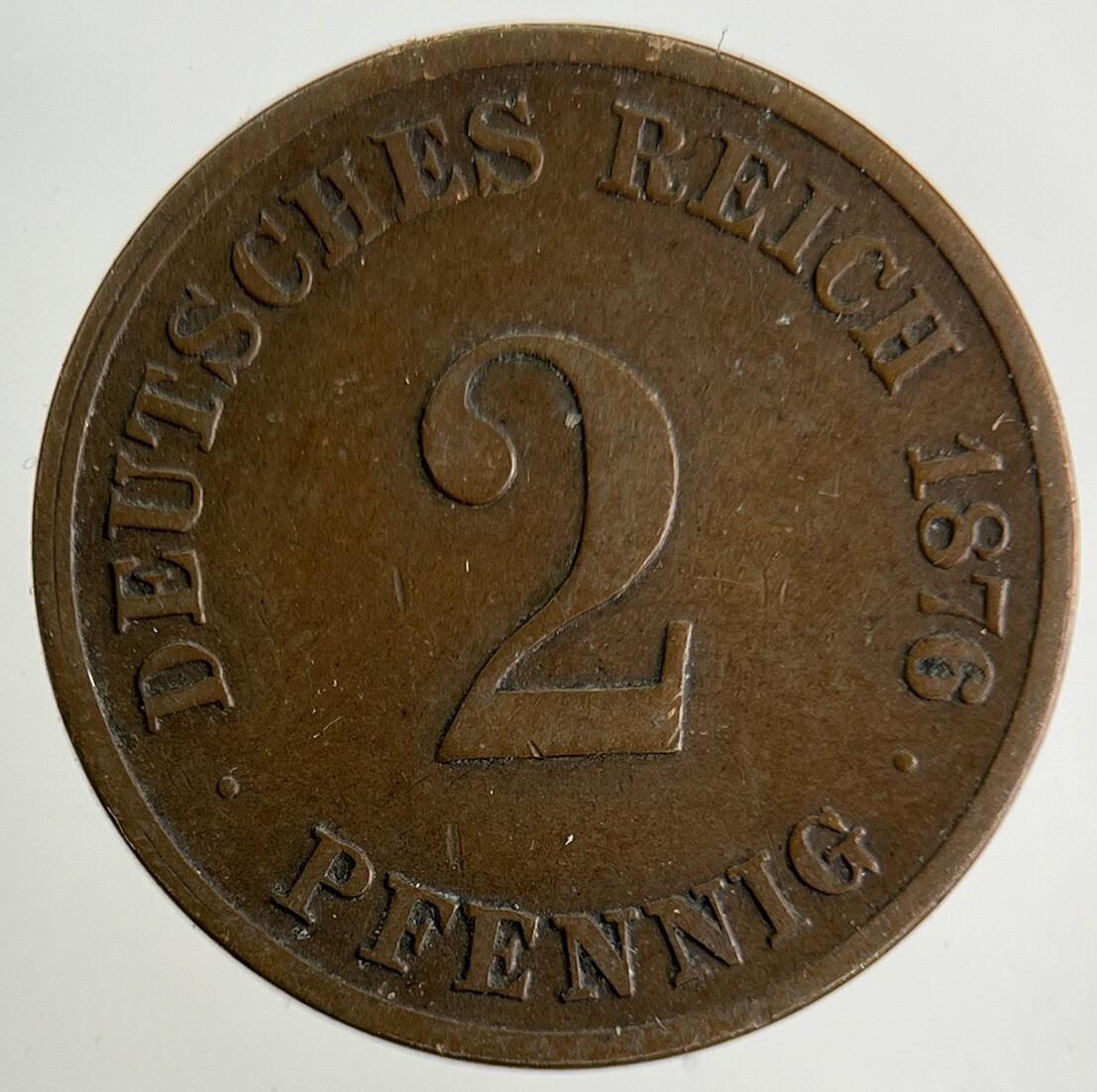 1876 Germany 2 Pfennig Coin | Fine Collectable Grade