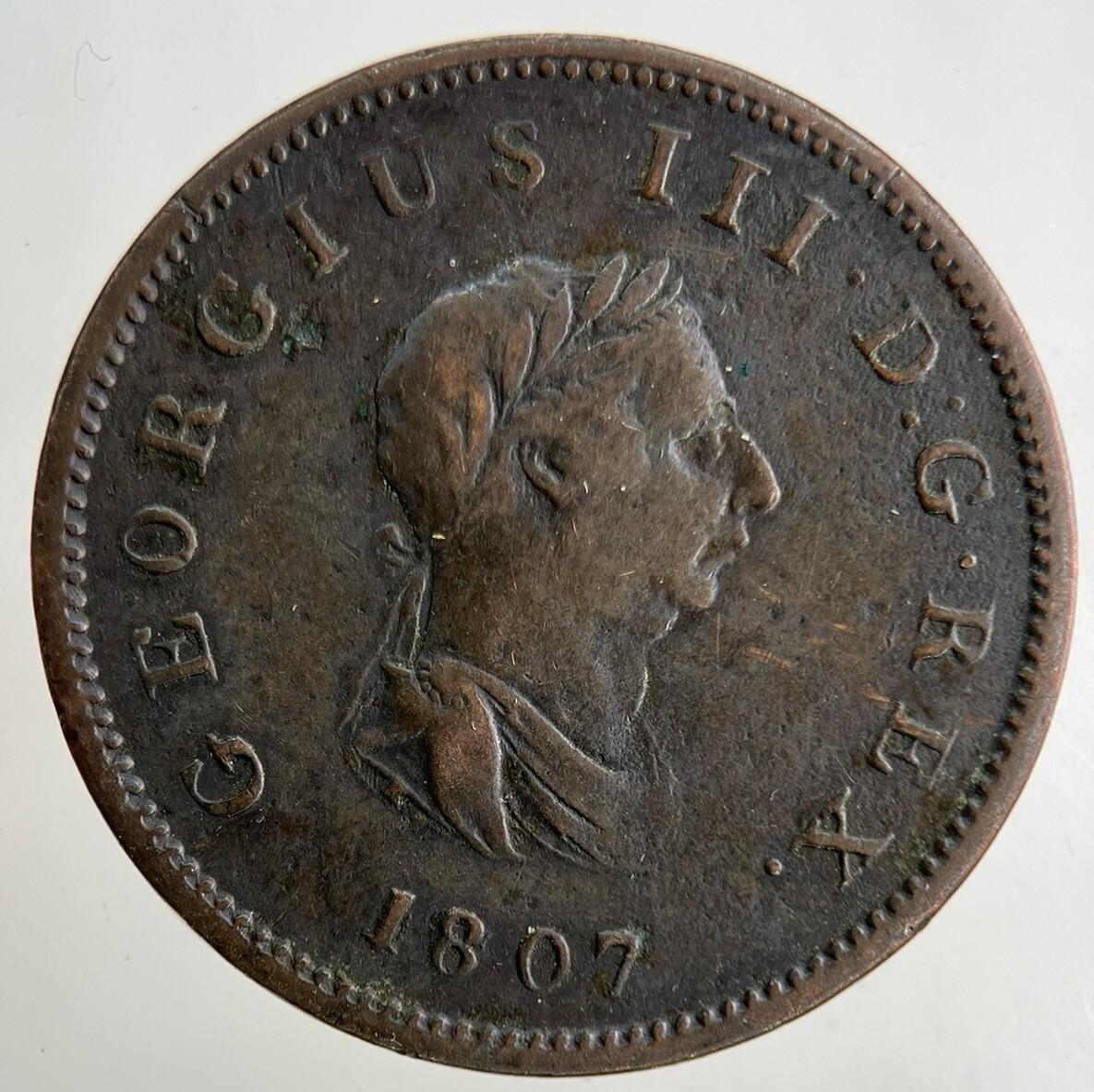 1807 George III 3rd Half-Penny Coin | Fine Collectable Grade