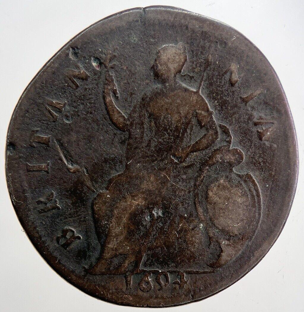 1694 William III 3rd & Mary Half-Penny Coin | Fine Collectable Grade | a6058