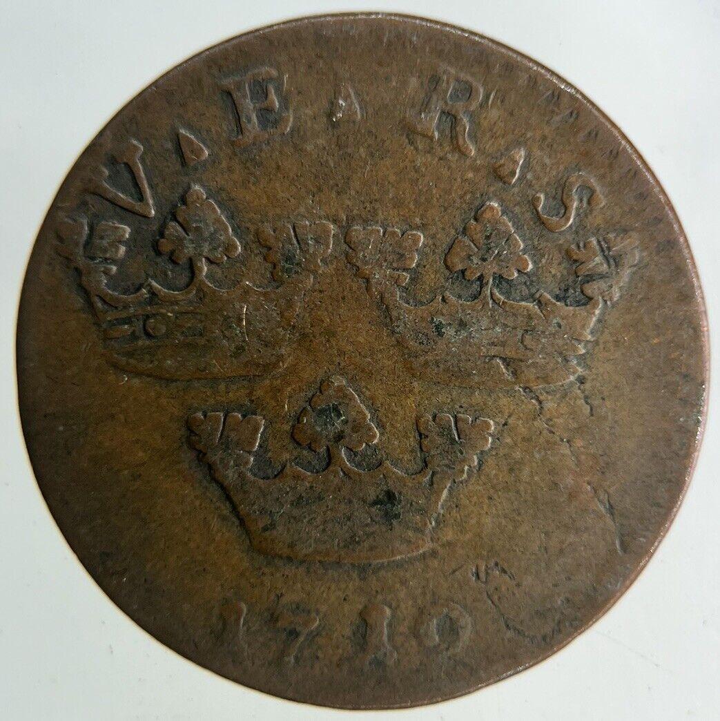 1719 Sweden 1 Ore Coin | Fine Collectable Grade